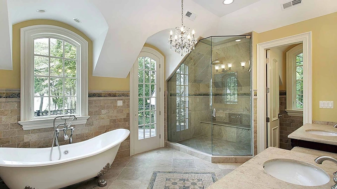 Bathroom remodel plumbing with shower, bathtub and plumbing fixture installation serving Colgate, WI
